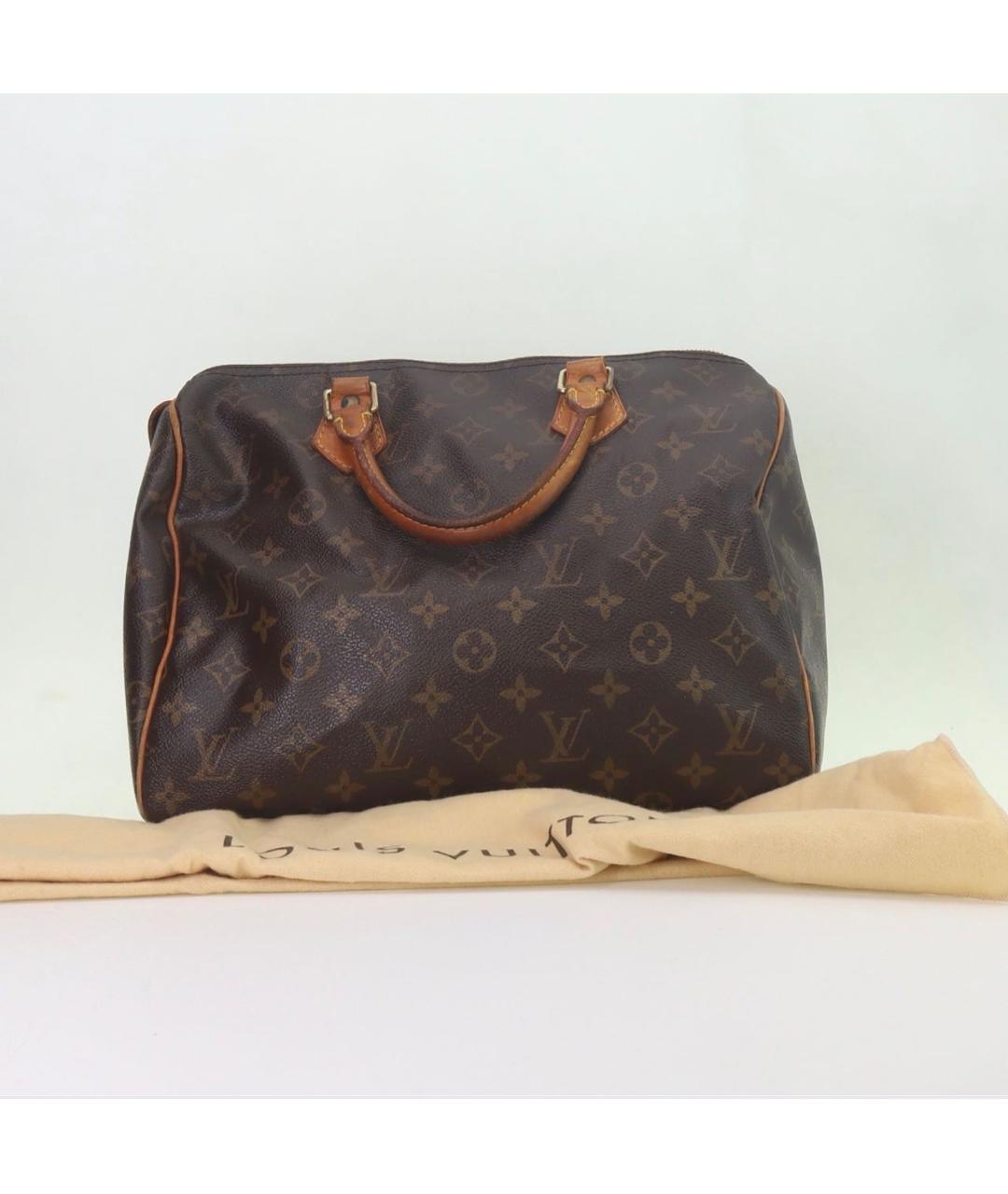 LOUIS VUITTON Коричневая кожаная сумка с короткими ручками, фото 2
