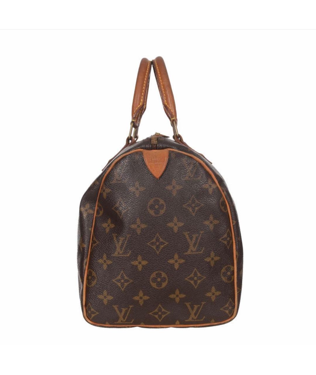 LOUIS VUITTON Коричневая кожаная сумка с короткими ручками, фото 4