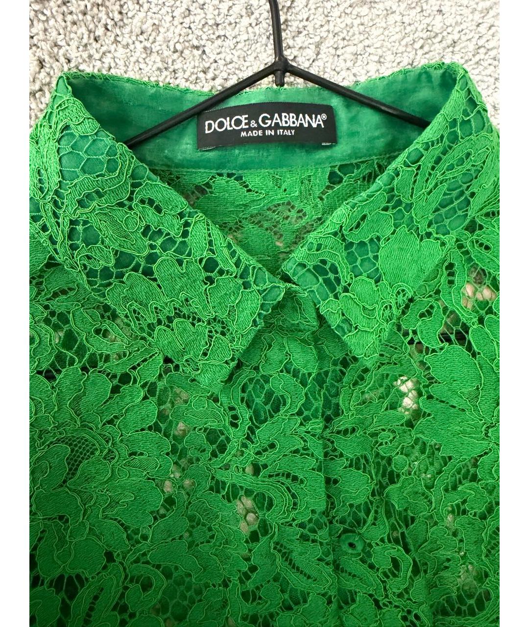 DOLCE&GABBANA Зеленая кружевная рубашка, фото 2