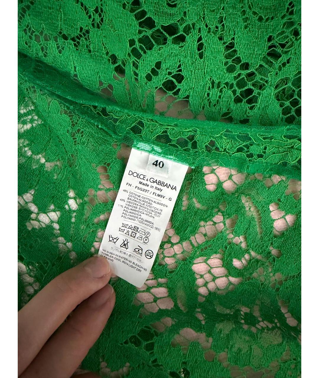 DOLCE&GABBANA Зеленая кружевная рубашка, фото 3