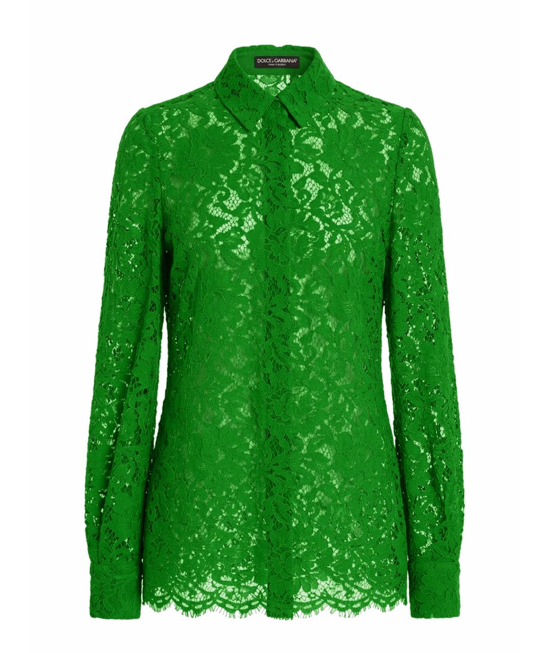 DOLCE&GABBANA Зеленая кружевная рубашка, фото 1