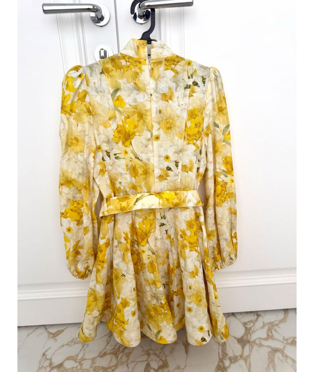 ZIMMERMANN Желтое хлопковое коктейльное платье, фото 5