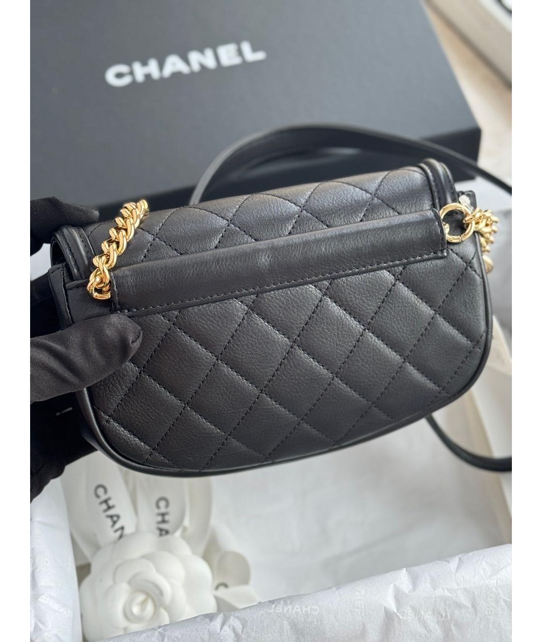 CHANEL Черная кожаная сумка через плечо, фото 3