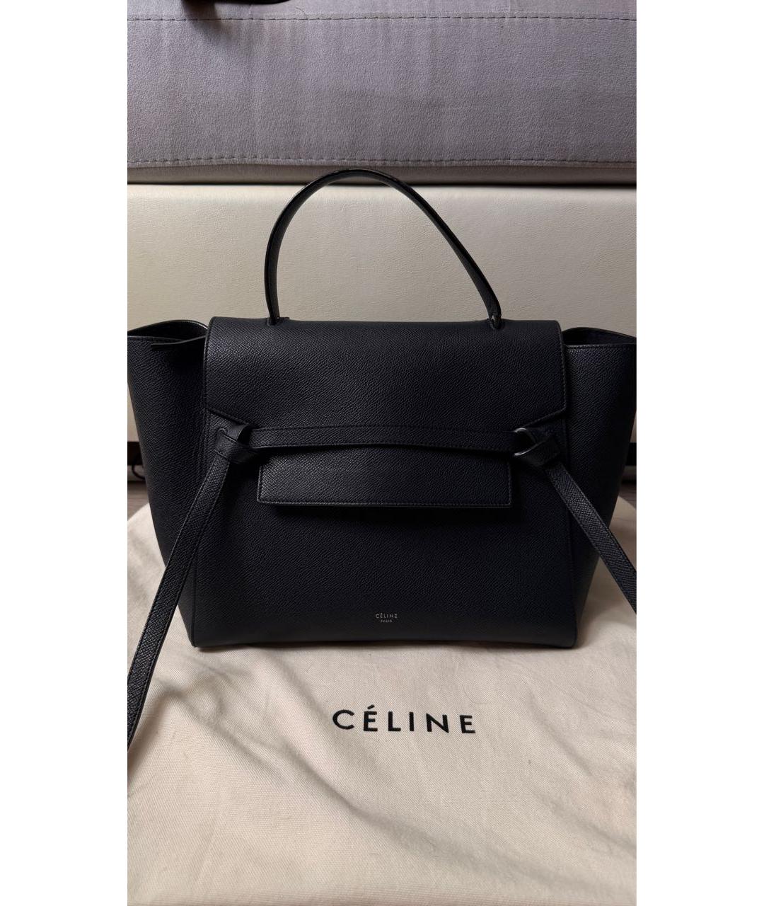 CELINE Темно-синяя кожаная сумка с короткими ручками, фото 2