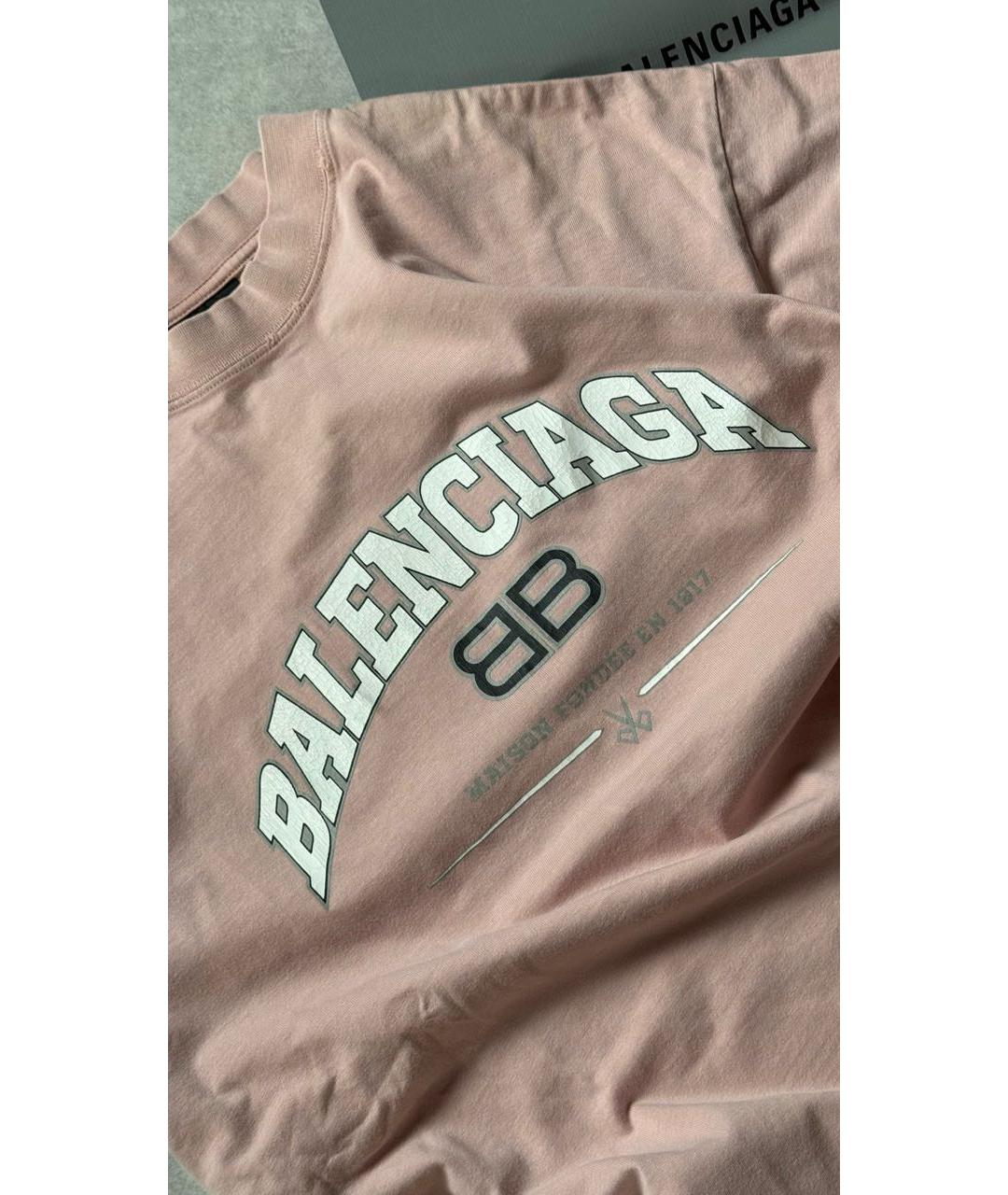 BALENCIAGA Розовая хлопковая футболка, фото 5