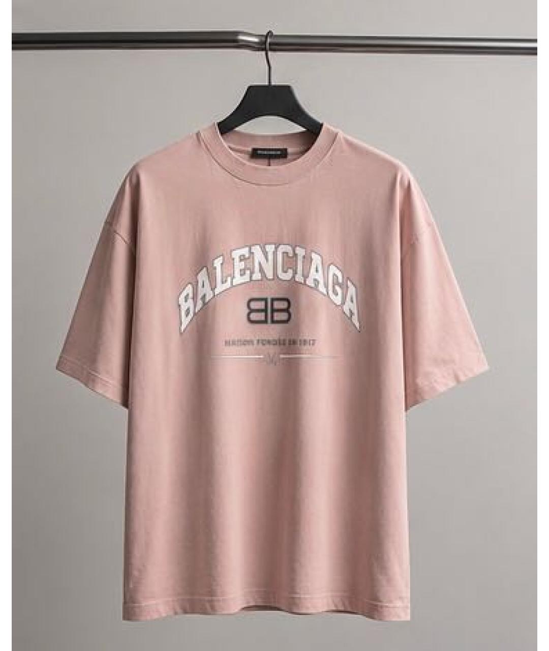 BALENCIAGA Розовая хлопковая футболка, фото 7