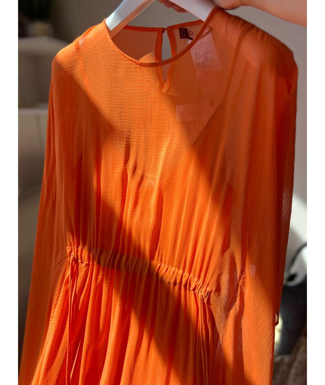 MAX MARA Оранжевое шелковое коктейльное платье, фото 4