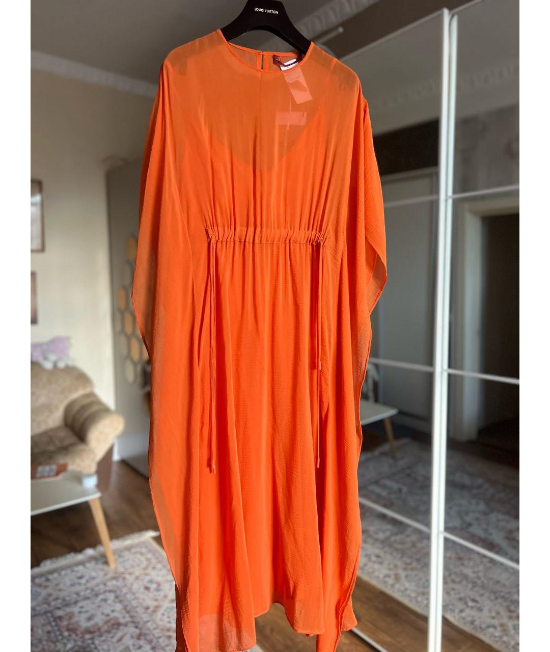 MAX MARA Оранжевое шелковое коктейльное платье, фото 9
