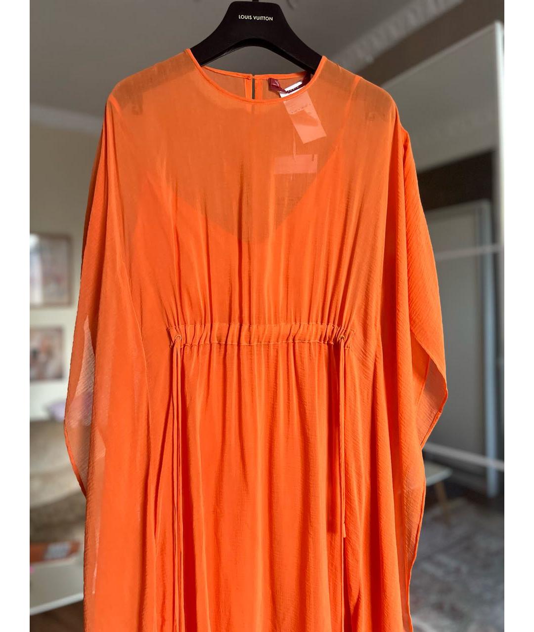 MAX MARA Оранжевое шелковое коктейльное платье, фото 2