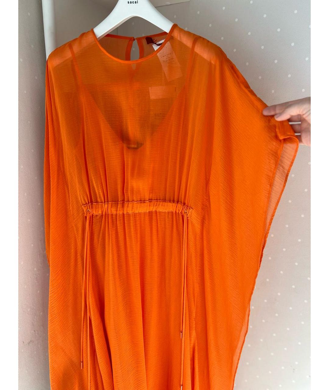 MAX MARA Оранжевое шелковое коктейльное платье, фото 8