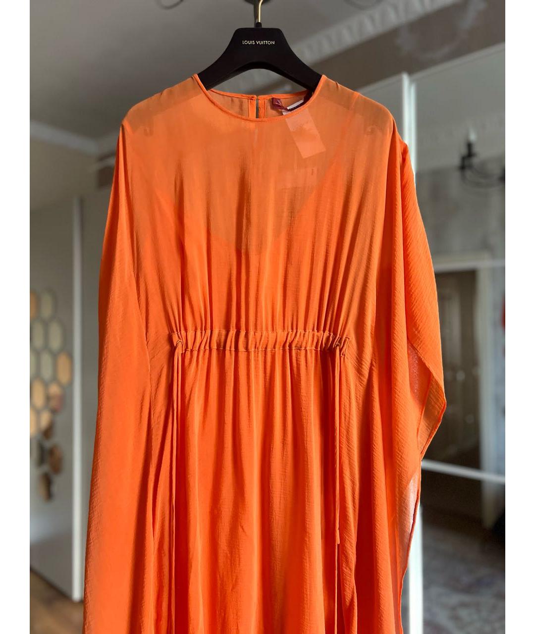 MAX MARA Оранжевое шелковое коктейльное платье, фото 3