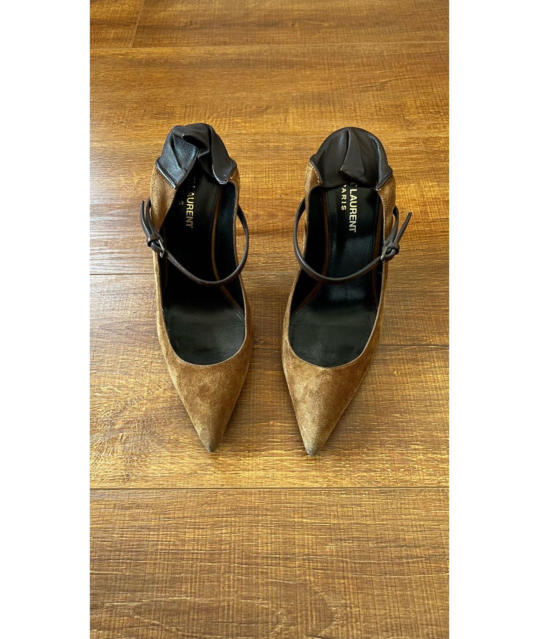 SAINT LAURENT Коричневые замшевые туфли, фото 2