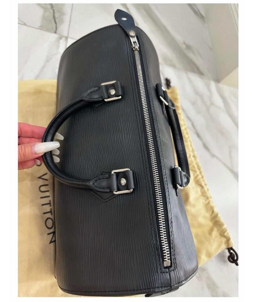 LOUIS VUITTON Черная кожаная сумка с короткими ручками, фото 2