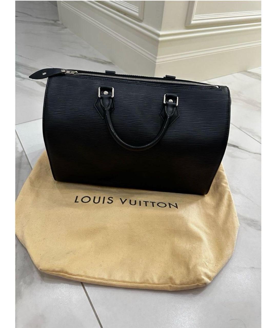 LOUIS VUITTON Черная кожаная сумка с короткими ручками, фото 8
