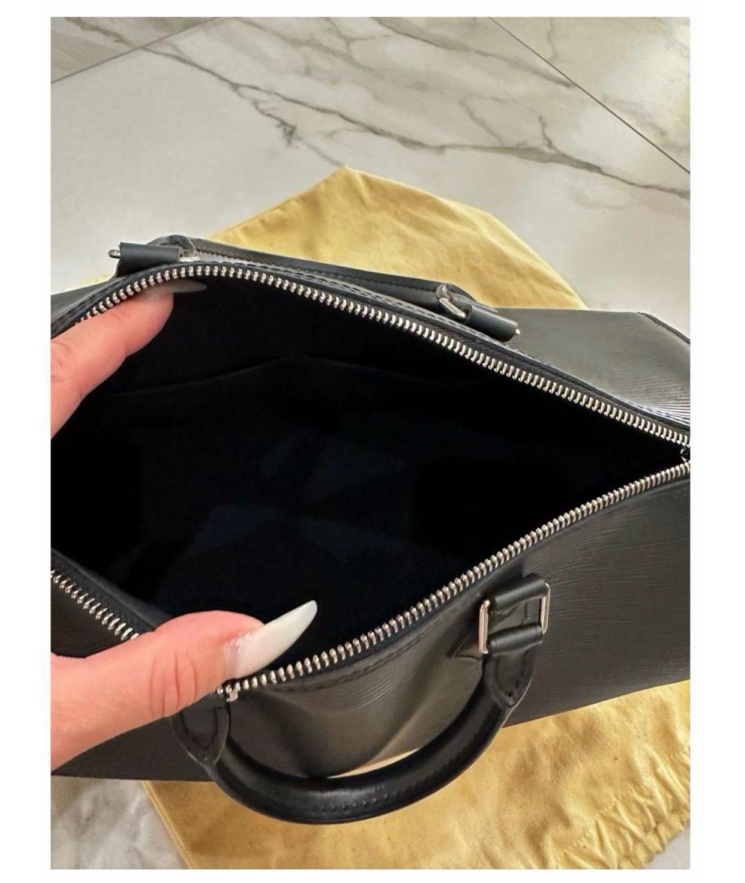 LOUIS VUITTON Черная кожаная сумка с короткими ручками, фото 4