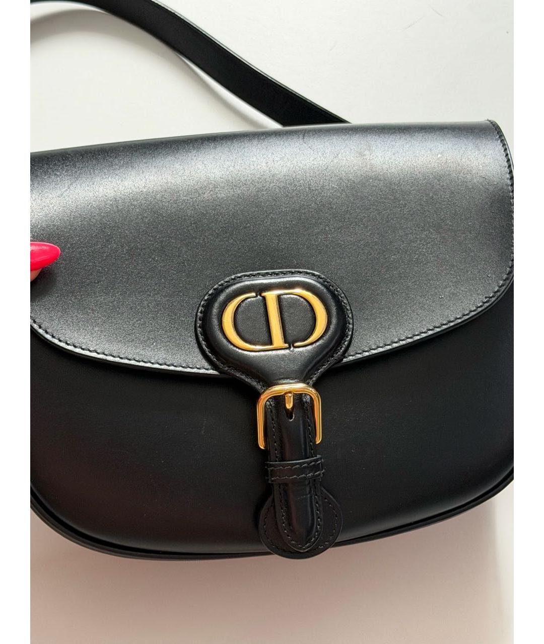 CHRISTIAN DIOR Черная кожаная сумка через плечо, фото 3
