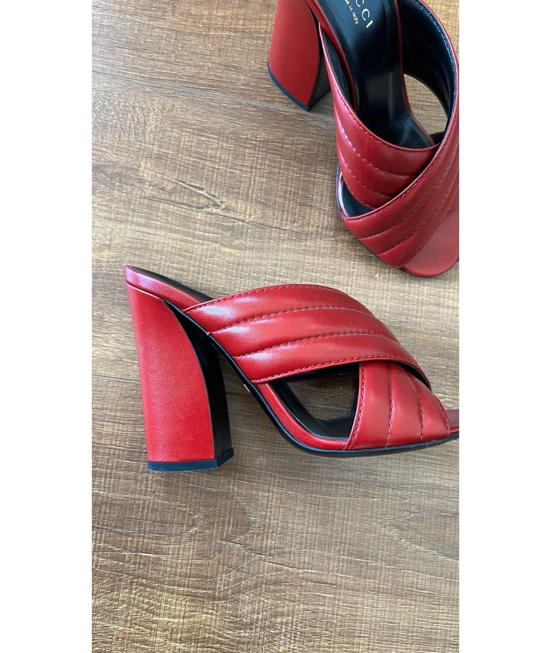 GUCCI Красные кожаные туфли, фото 5