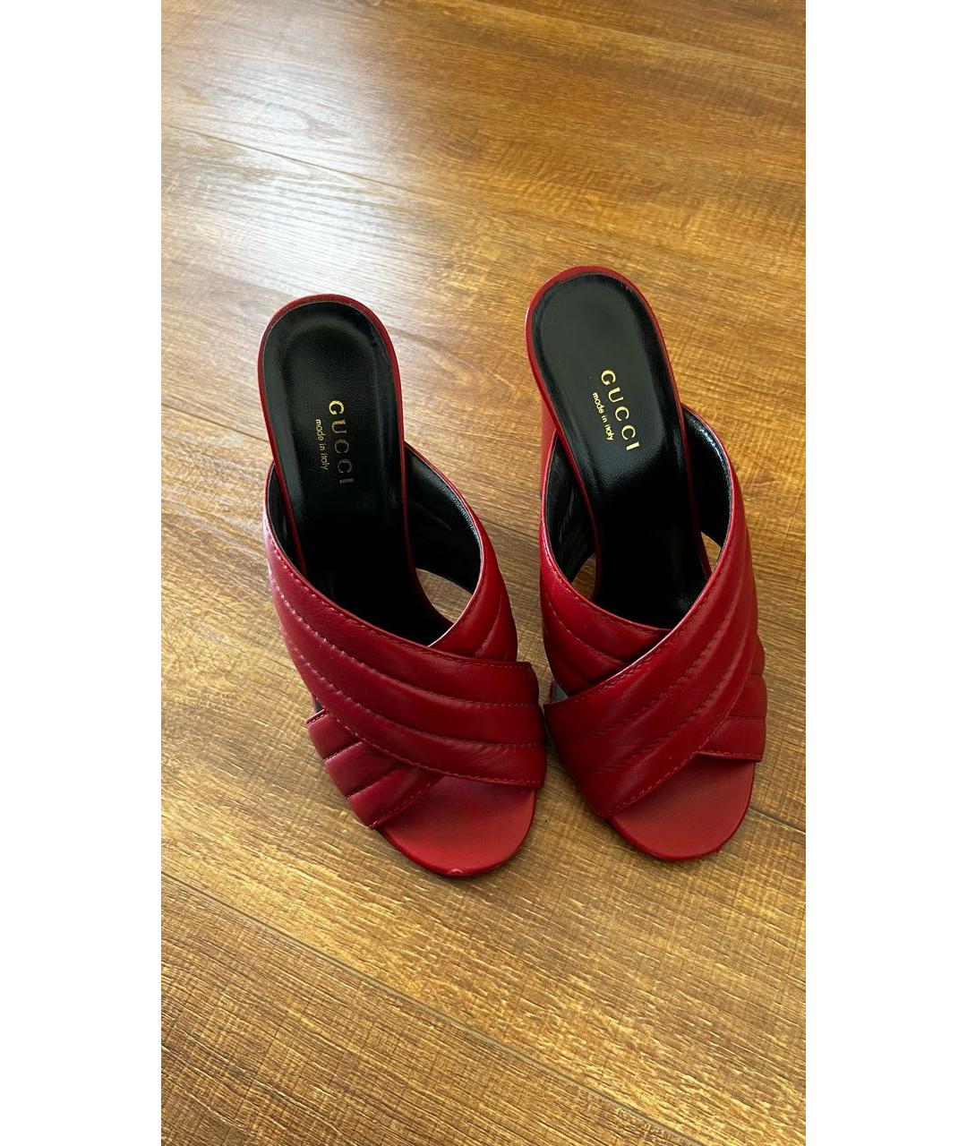 GUCCI Красные кожаные туфли, фото 2