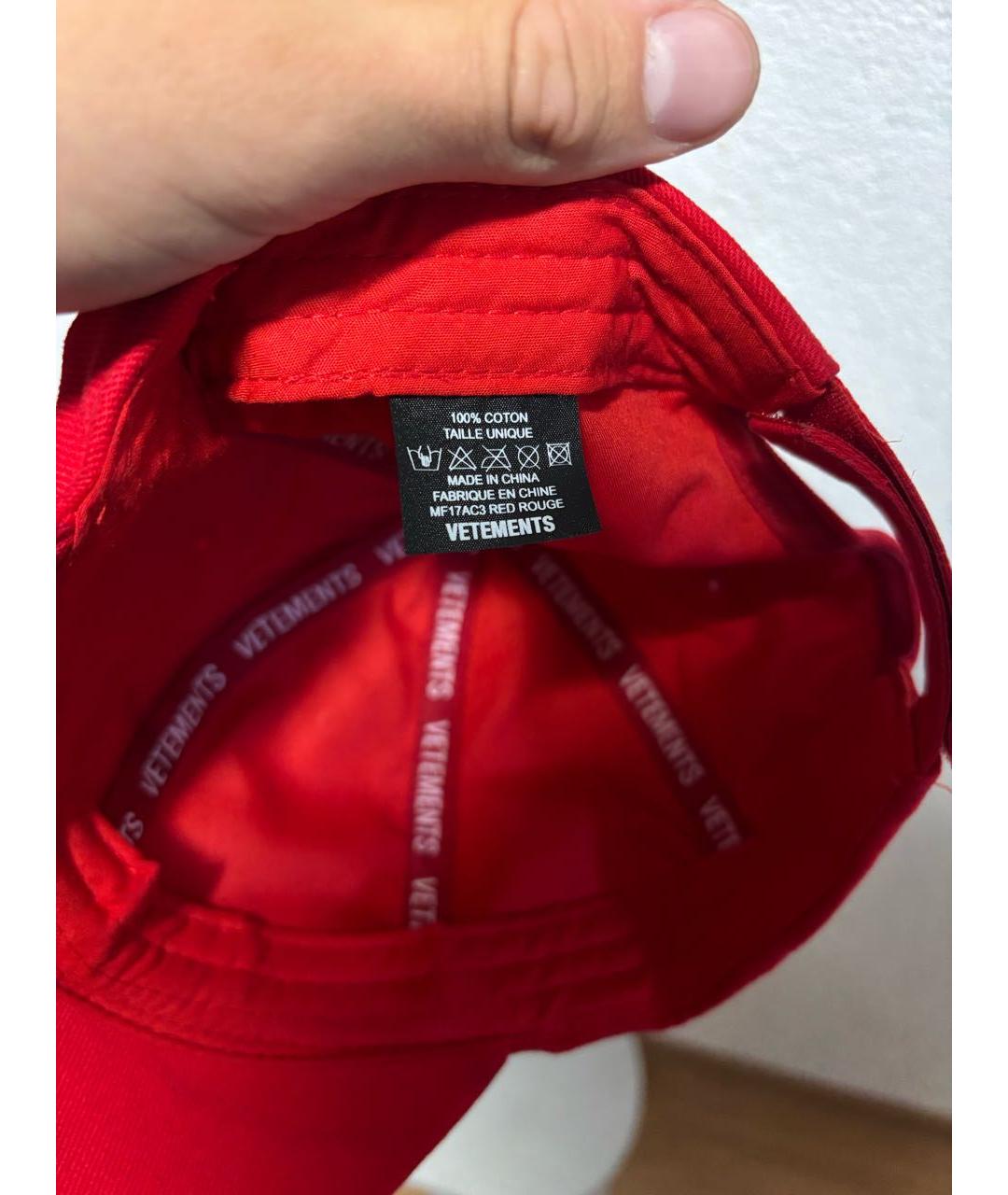 VETEMENTS Красная хлопковая кепка, фото 4