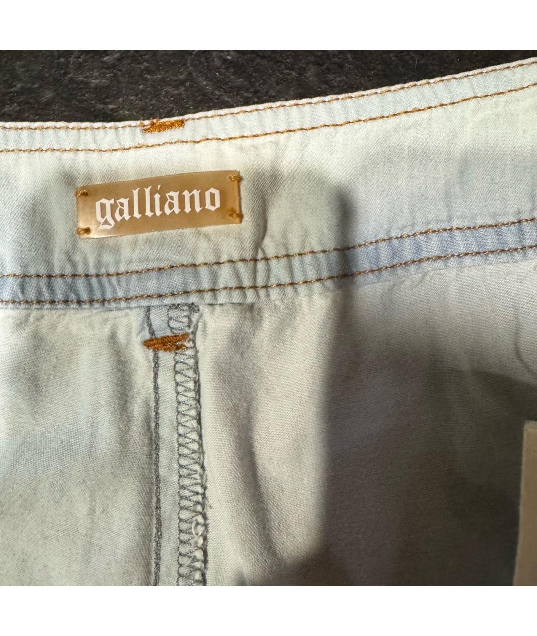 JOHN GALLIANO Голубые хлопковые прямые джинсы, фото 5