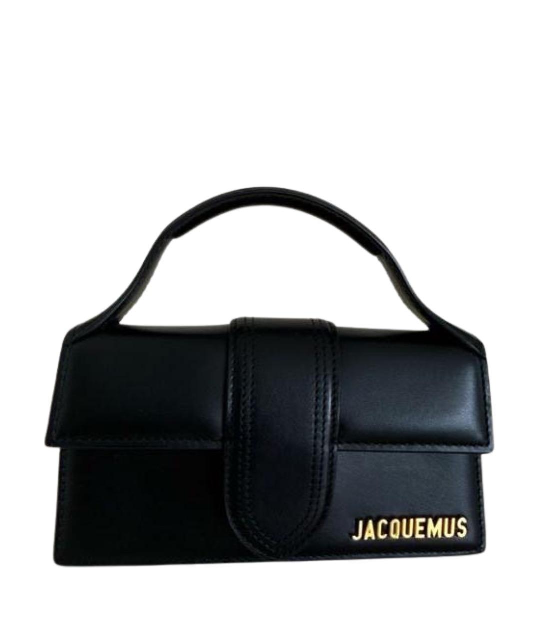 JACQUEMUS Черная кожаная сумка с короткими ручками, фото 1