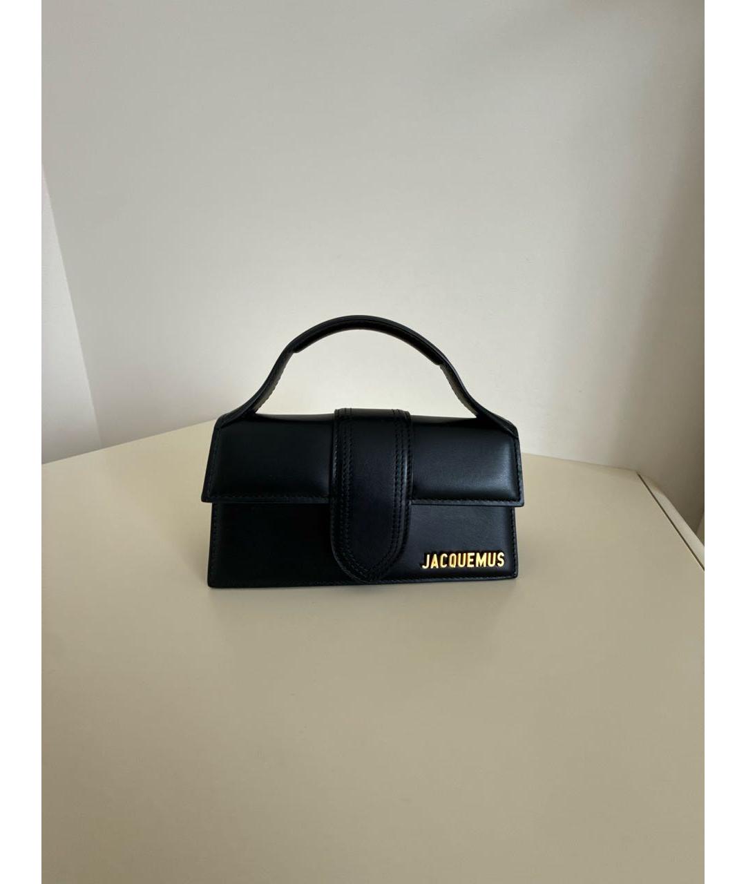 JACQUEMUS Черная кожаная сумка с короткими ручками, фото 5