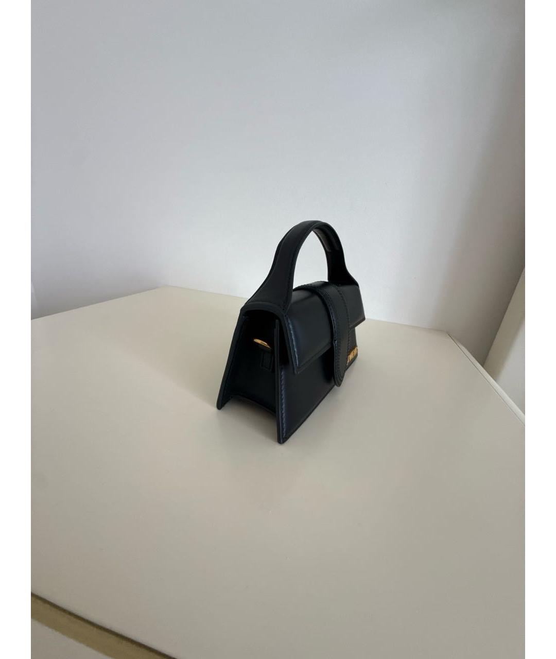 JACQUEMUS Черная кожаная сумка с короткими ручками, фото 2