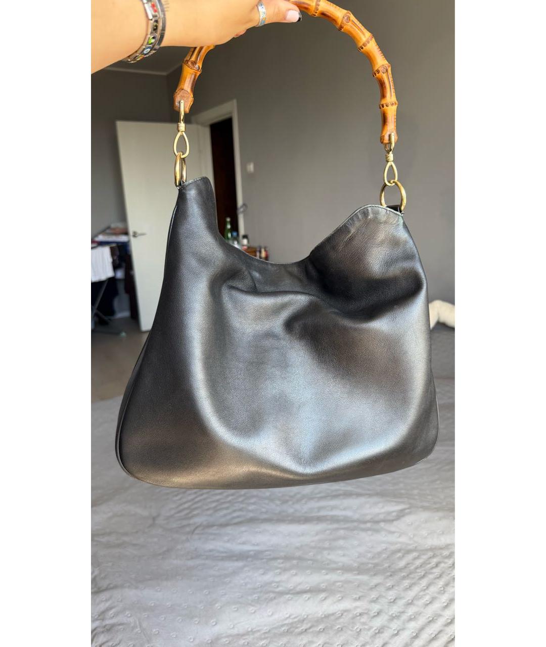 GUCCI Черная кожаная сумка тоут, фото 2