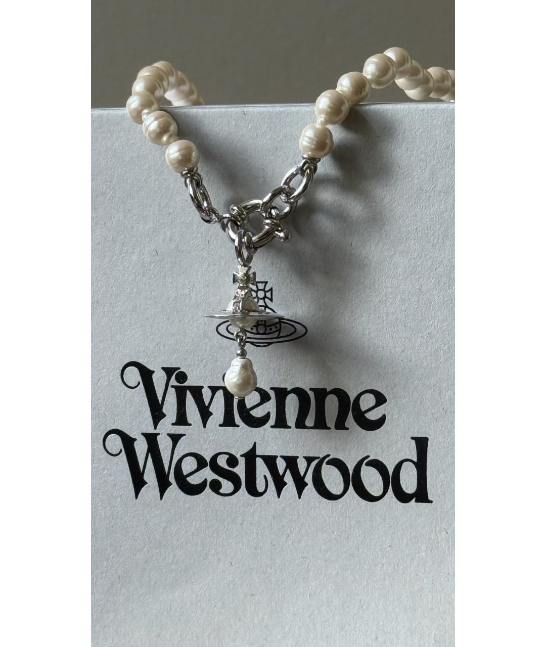 VIVIENNE WESTWOOD Бежевое жемчужное колье, фото 6
