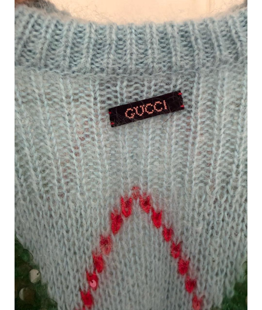GUCCI Бирюзовое шерстяное повседневное платье, фото 3