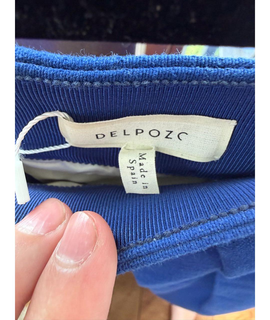 DELPOZO Синие хлопковые брюки широкие, фото 3