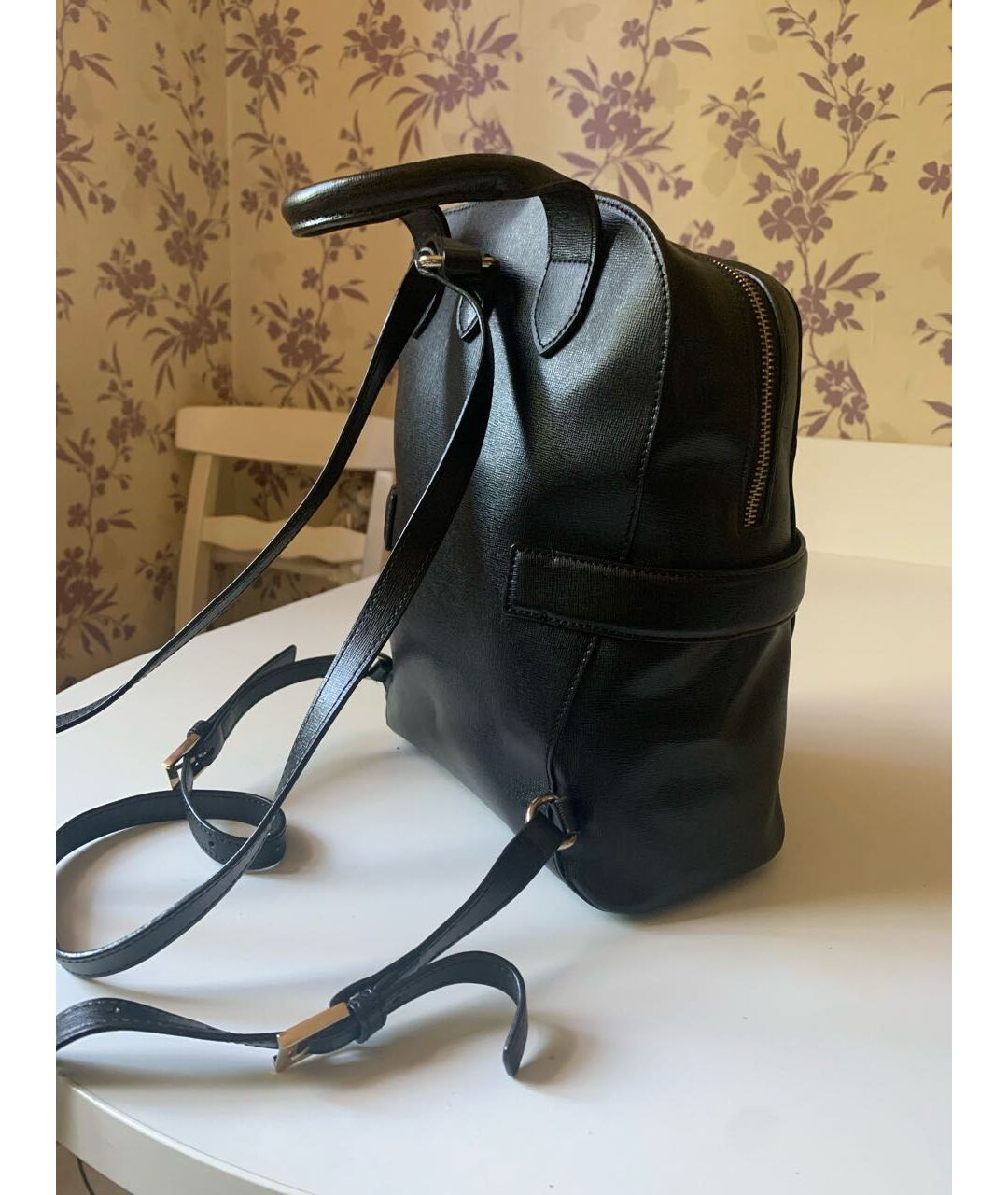 BALDININI Черный кожаный рюкзак, фото 3
