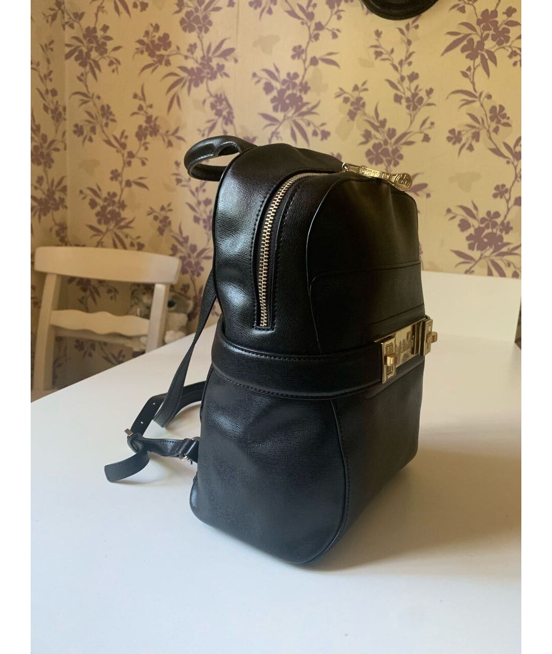 BALDININI Черный кожаный рюкзак, фото 2