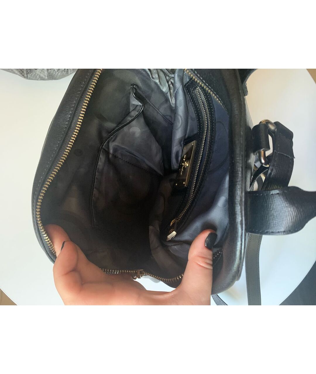 BALDININI Черный кожаный рюкзак, фото 8
