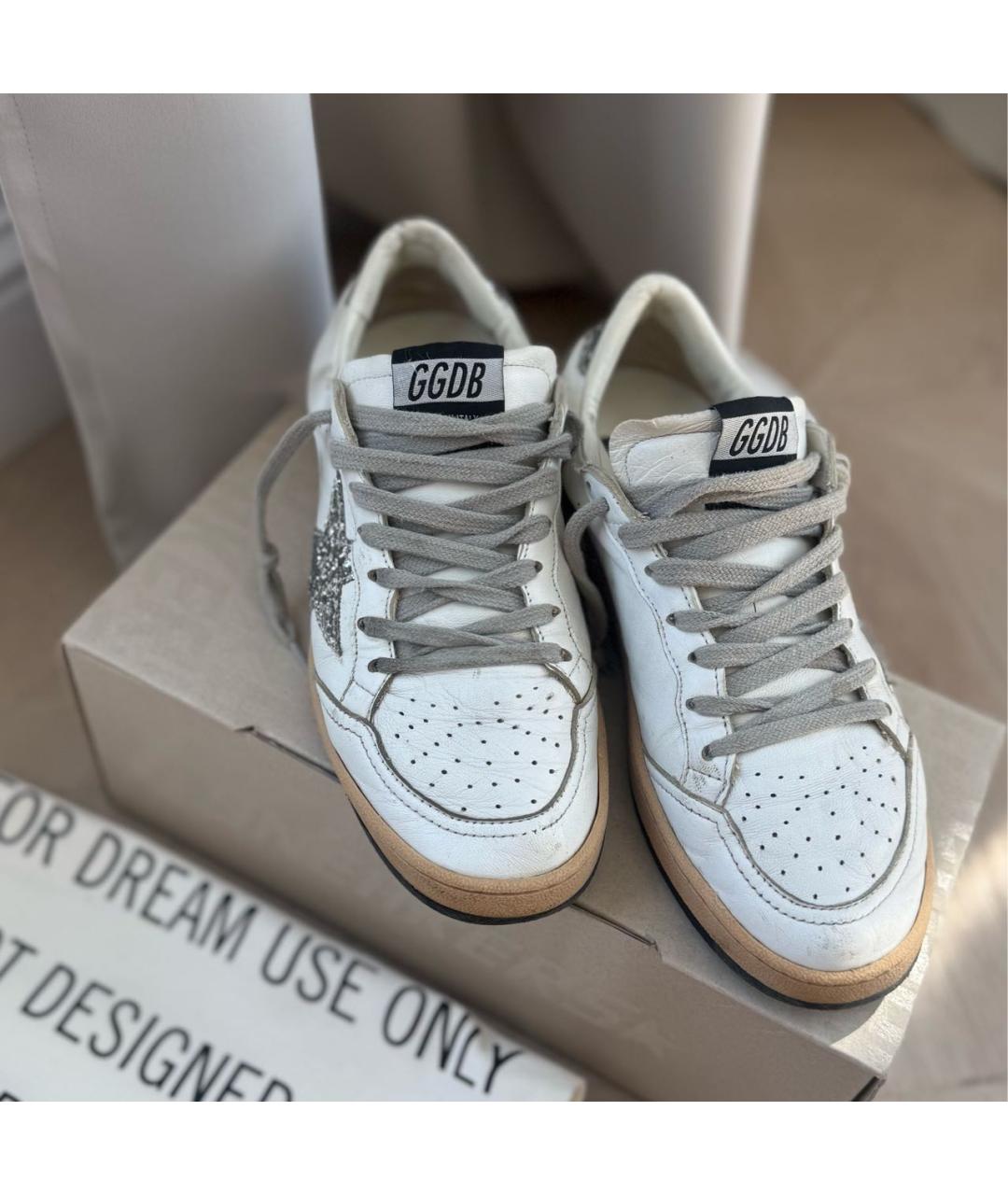 GOLDEN GOOSE Белые кожаные кеды, фото 2