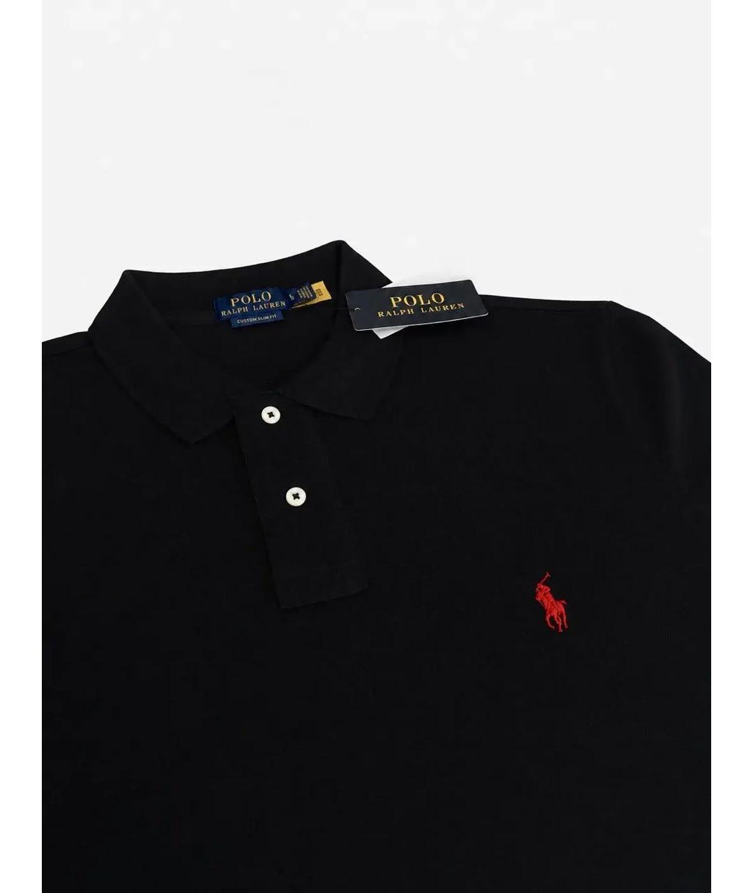 POLO RALPH LAUREN Черное хлопковое поло с коротким рукавом, фото 3