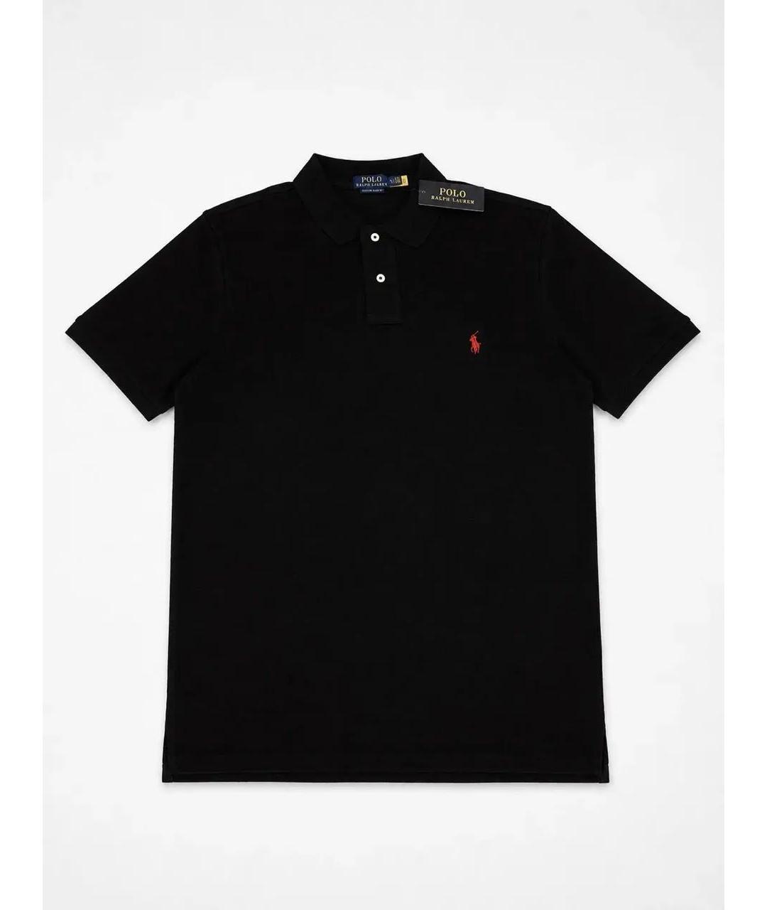 POLO RALPH LAUREN Черное хлопковое поло с коротким рукавом, фото 5