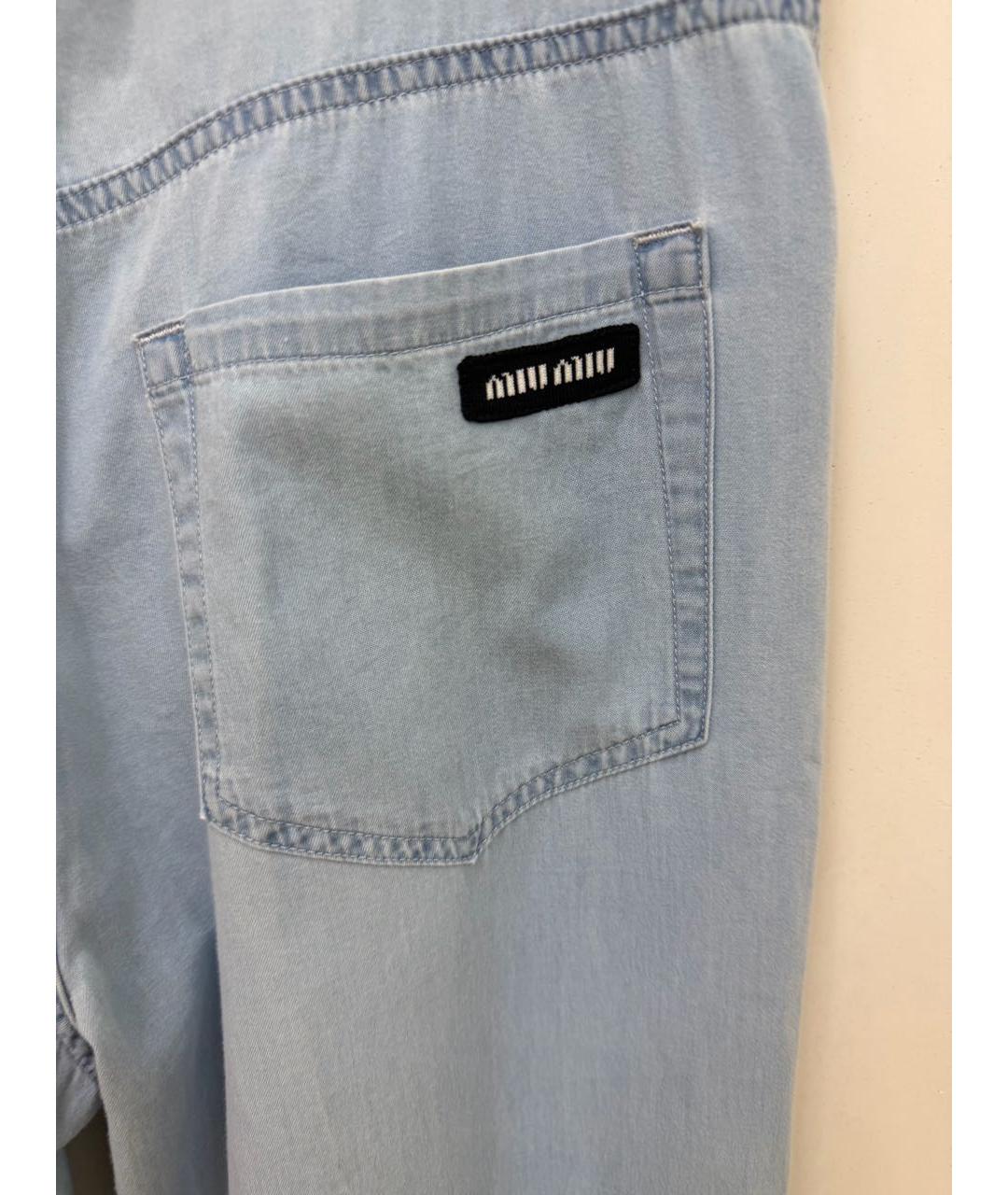 MIU MIU Голубые хлопковые прямые джинсы, фото 4