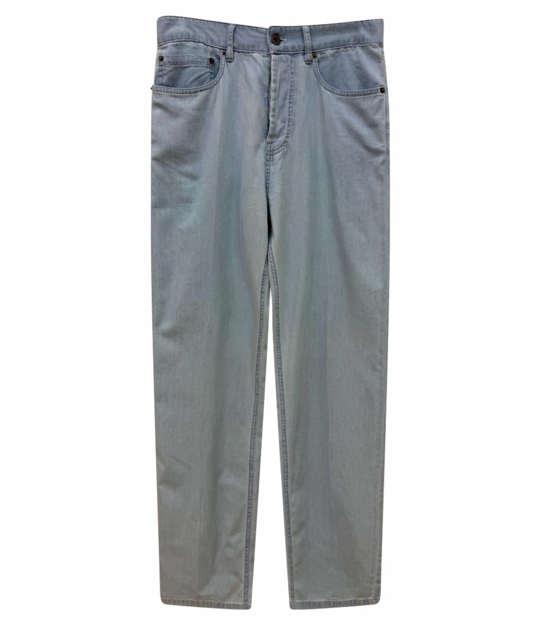 MIU MIU Голубые хлопковые прямые джинсы, фото 1