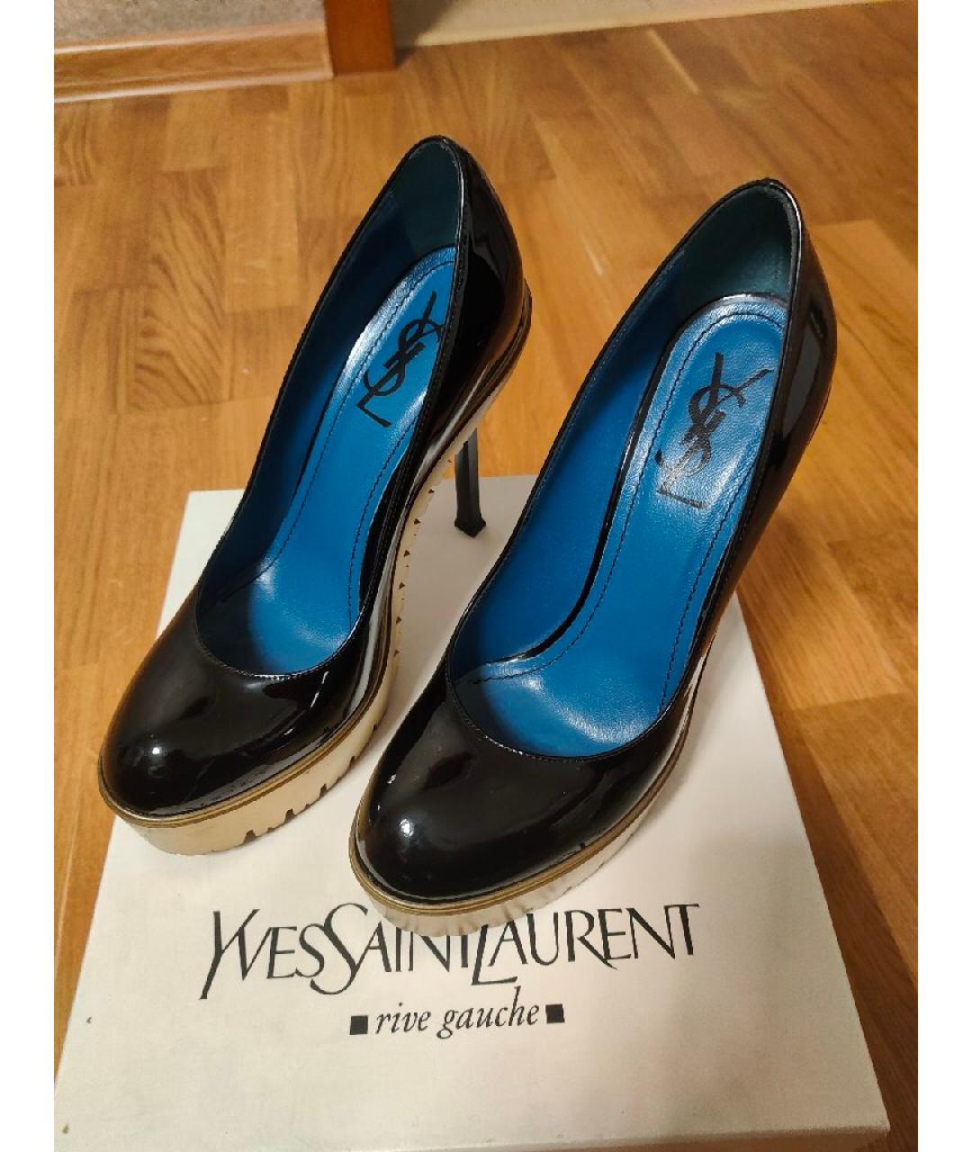 SAINT LAURENT Черные туфли из лакированной кожи, фото 2