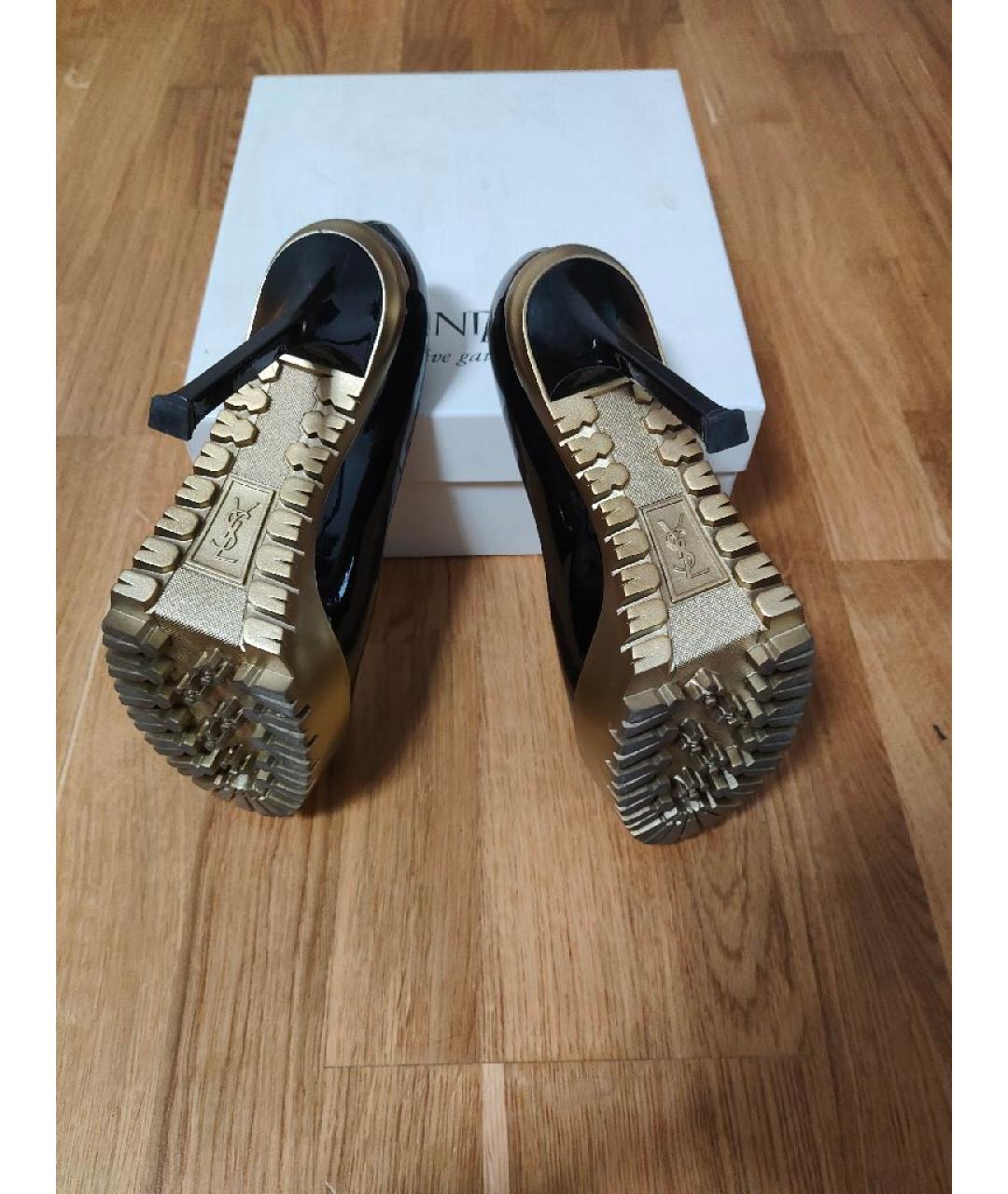 SAINT LAURENT Черные туфли из лакированной кожи, фото 5
