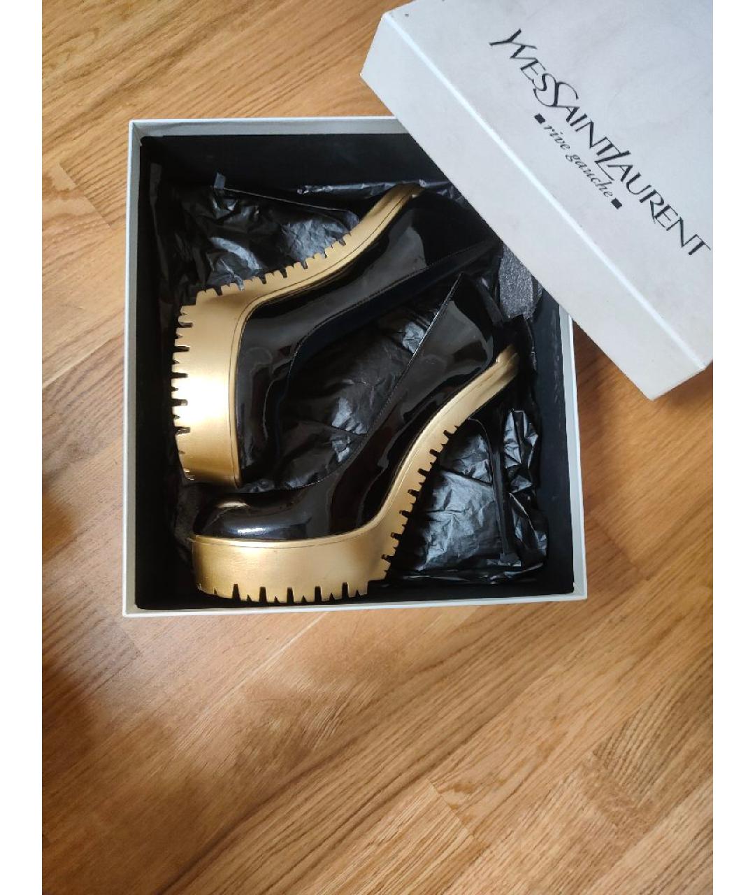 SAINT LAURENT Черные туфли из лакированной кожи, фото 6