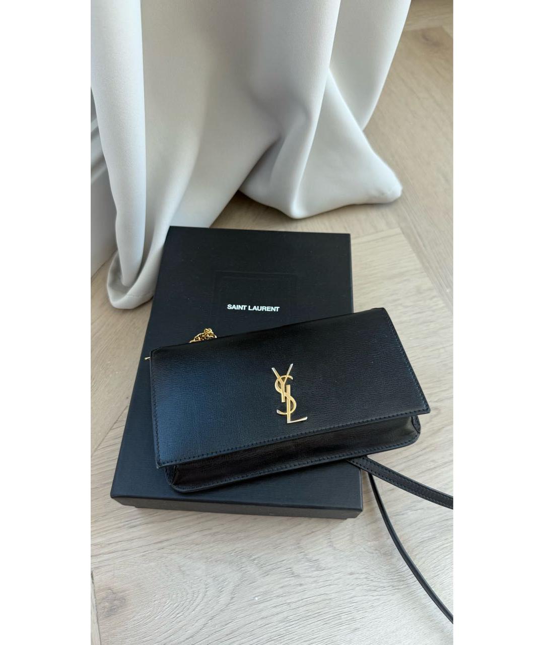 SAINT LAURENT Черная кожаная сумка через плечо, фото 2