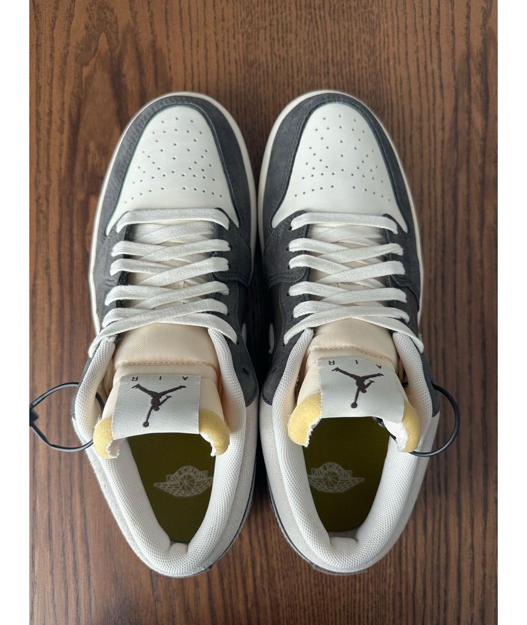 NIKE Антрацитовые кожаные низкие кроссовки / кеды, фото 3