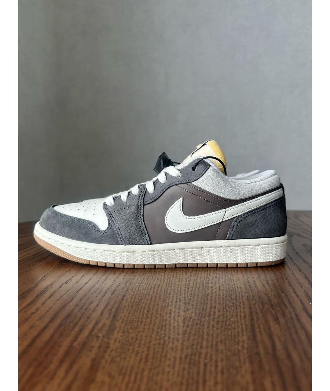 NIKE Антрацитовые кожаные низкие кроссовки / кеды, фото 7
