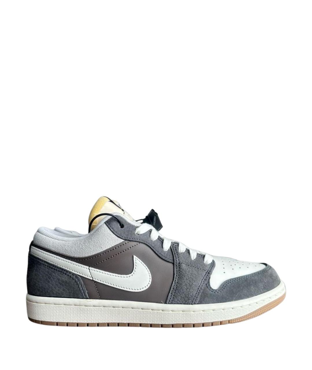 NIKE Антрацитовые кожаные низкие кроссовки / кеды, фото 1