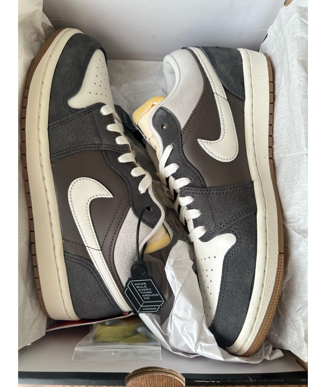 NIKE Антрацитовые кожаные низкие кроссовки / кеды, фото 5