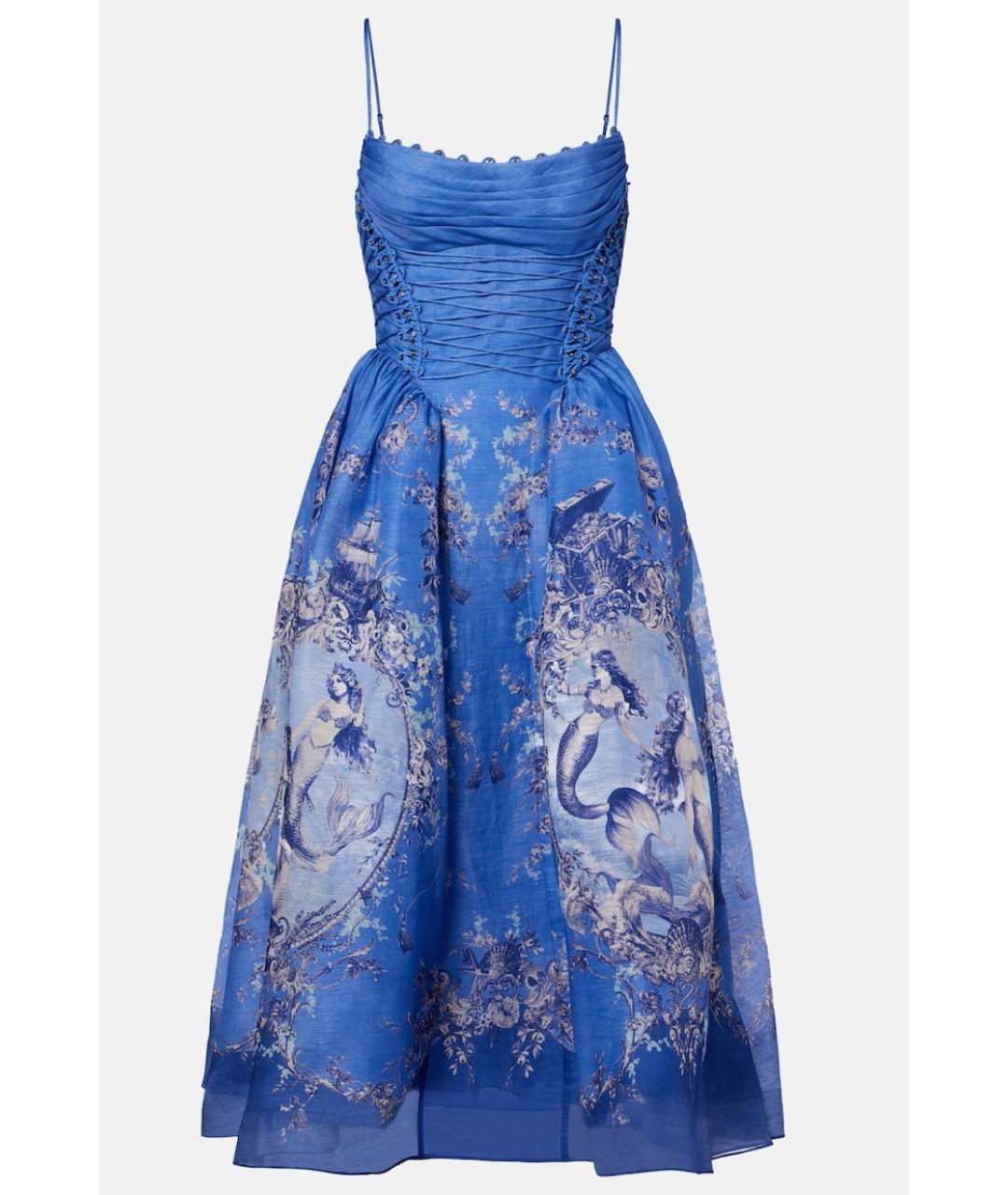 ZIMMERMANN Синее льняное коктейльное платье, фото 10