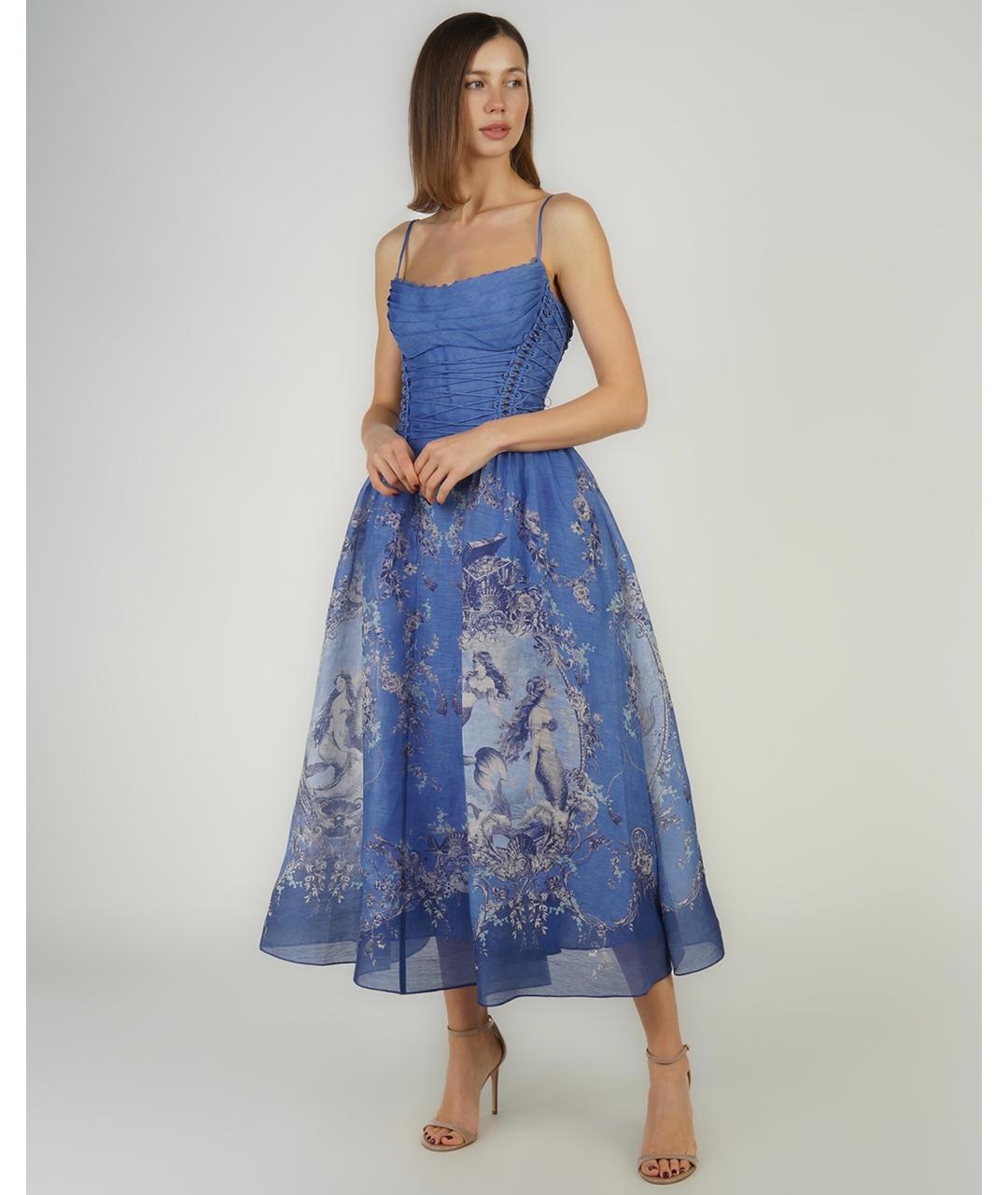 ZIMMERMANN Синее льняное коктейльное платье, фото 8