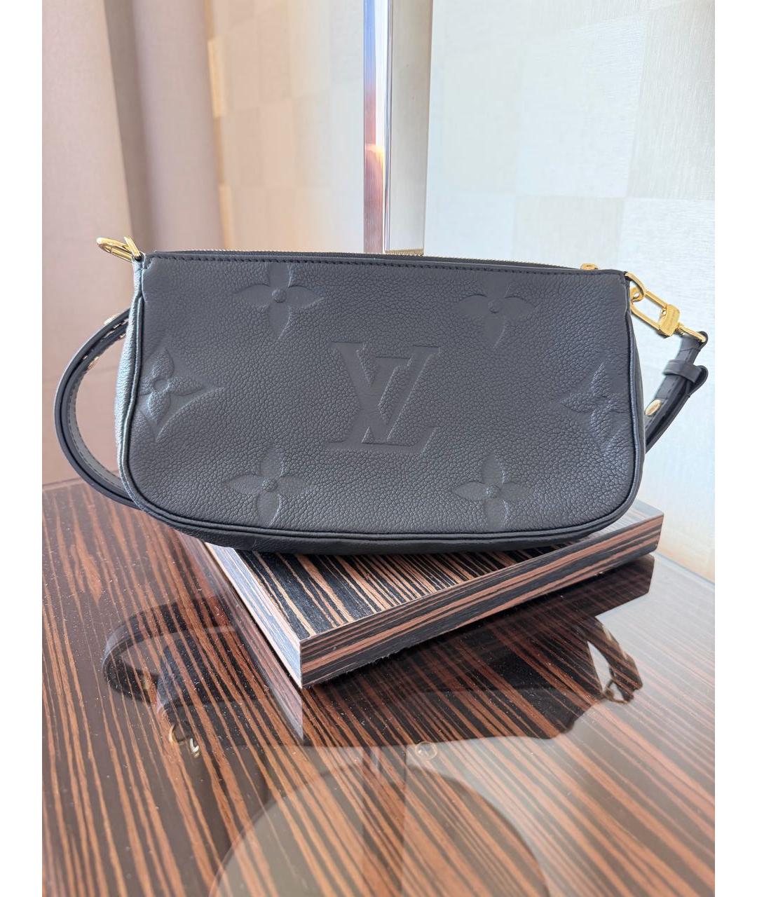 LOUIS VUITTON Черная кожаная сумка через плечо, фото 3